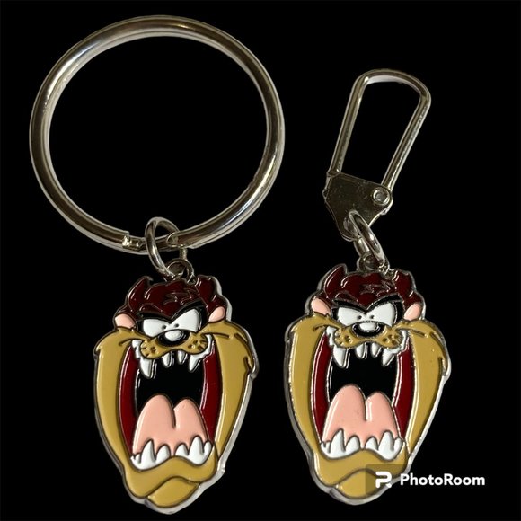 Vintage Taz Tas Tasmanian Devil Keychain Zipper Pull Warner Bros Looney Tunes - Picture 2 of 9